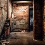 dark spooky hallway abandoned old building generated by ai